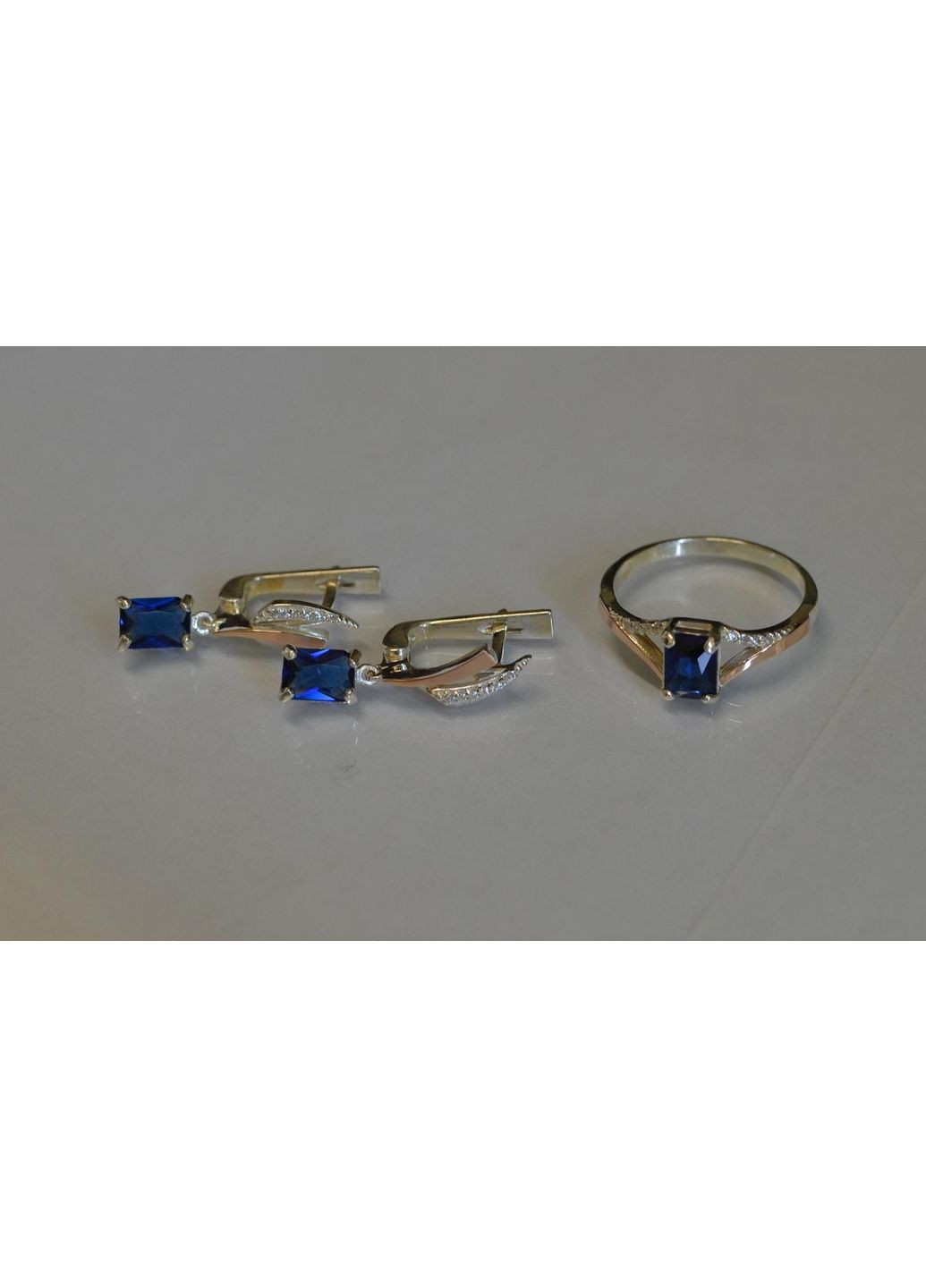 Серебряный комплект с золотыми пластинами и фианитами Silver Style (367268437)