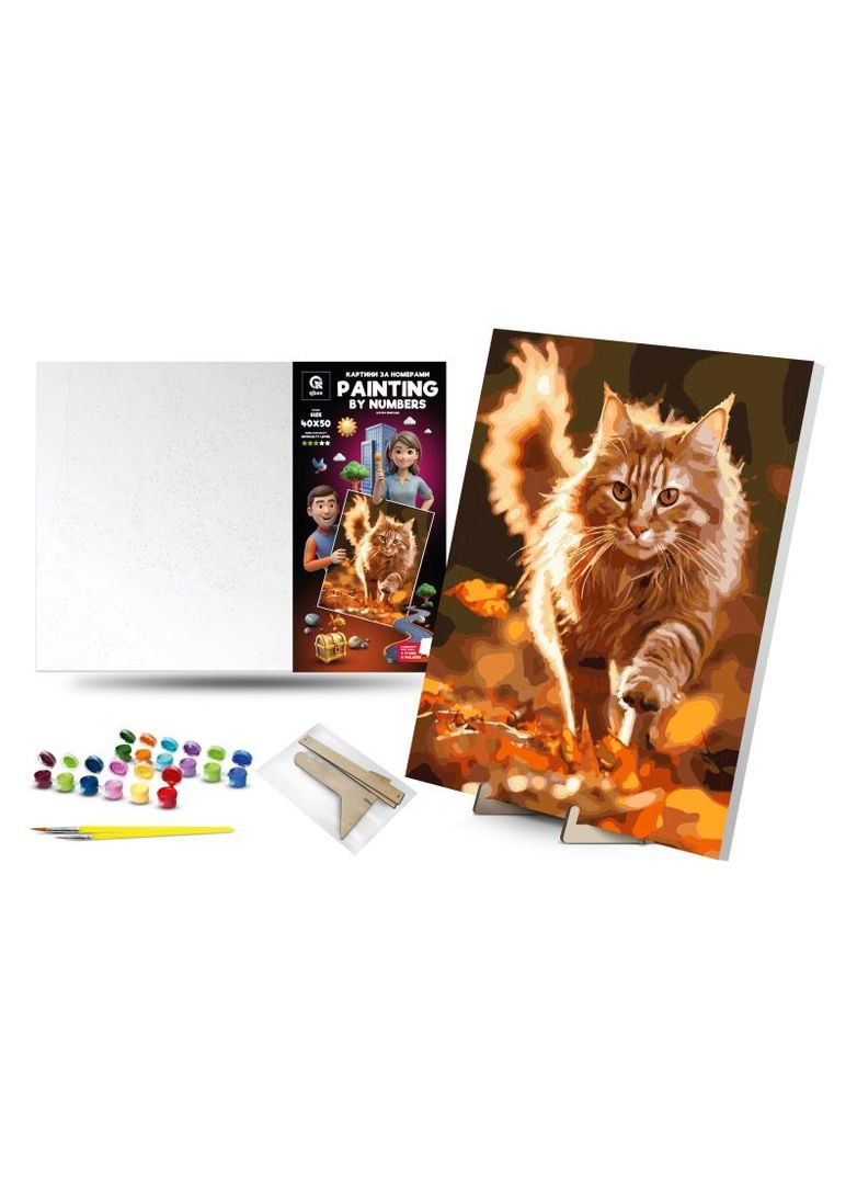 Набор для росписи по номерам 40х50 см. QB900-038 "Кошачьи приключения" с деревянной подставкой. qbee (368709301)