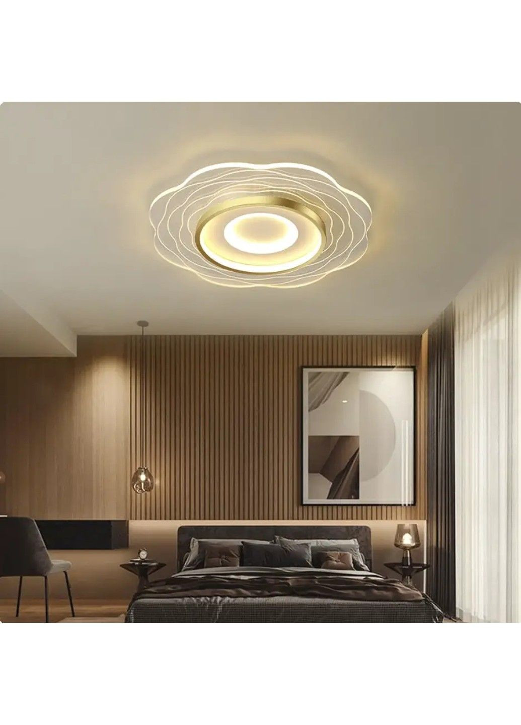 Світлодіодна люстра Квіточка PJ827WG (Біло-золота) 50см No Brand (331639925)