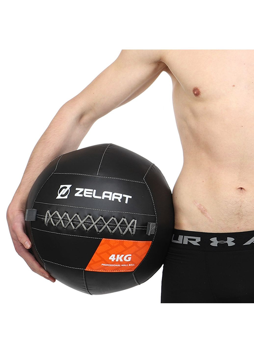 Мяч набивной медицинский для кроссфита WALL BALL Черный (вес 4 кг) TA-7822-4 Zelart (367617462)