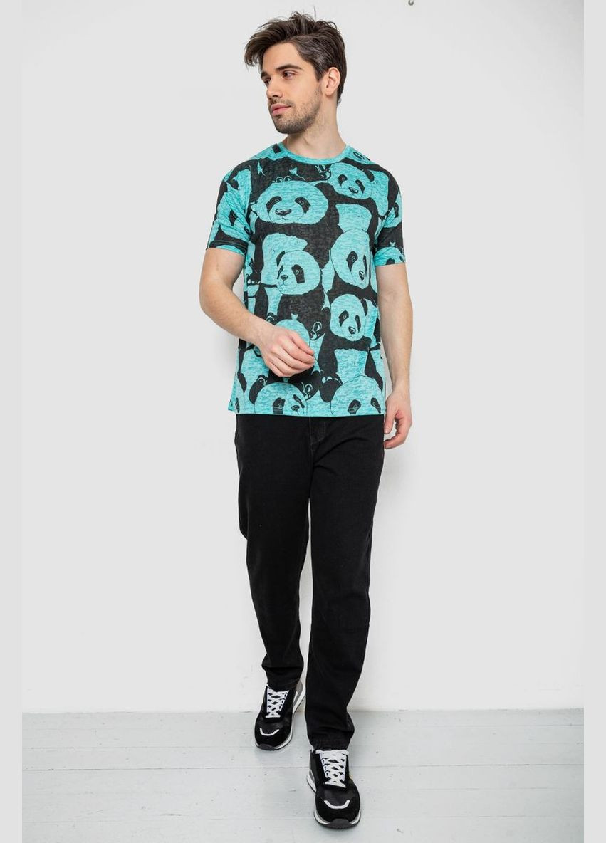 Мятная футболка мужская с принтом синяя размер l (sku_244r6034) с коротким рукавом No Brand