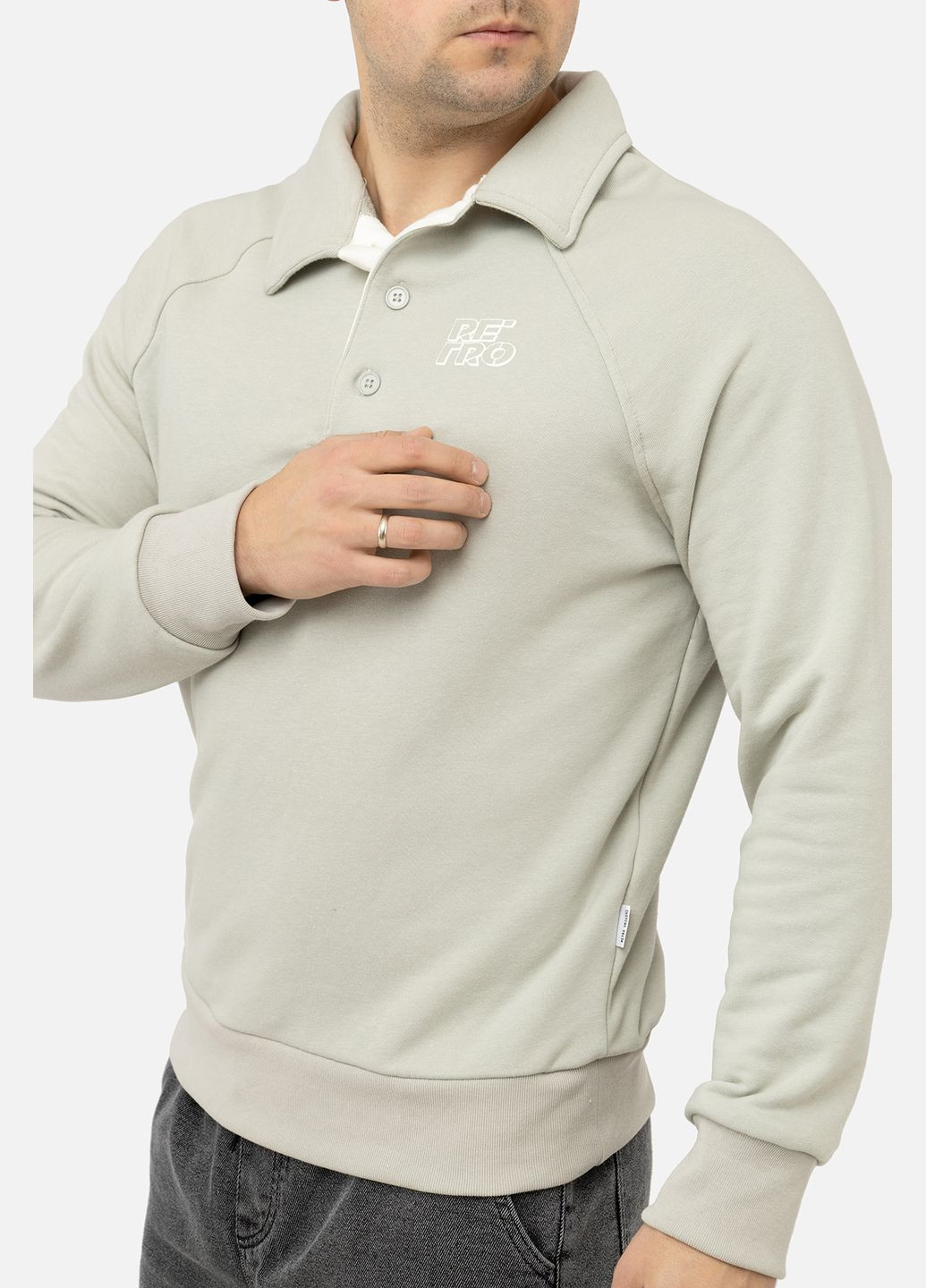 Светло-серый мужской свитшот цвет светло-серый цб-00241649 Retro Club (305696529)