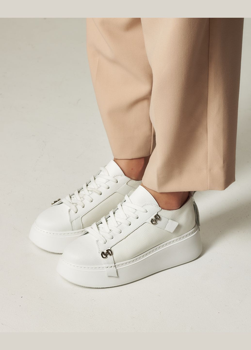 Кроссовки на платформе кожа Guero белые всесезоны (299147860)
