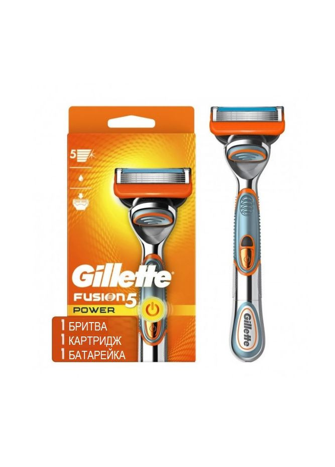 Бритва чоловіча Fusion5 Power (1 станок 1 картридж 1 батарейка) Made in America Gillette (278773536)