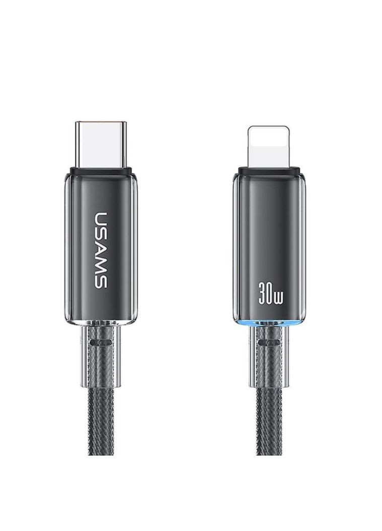 Кабель USSJ659 Type-C to Lightning PD Fast Charging Transparent Data Cable With Light-Cloud Series 1.2M Black USAMS (315749956)