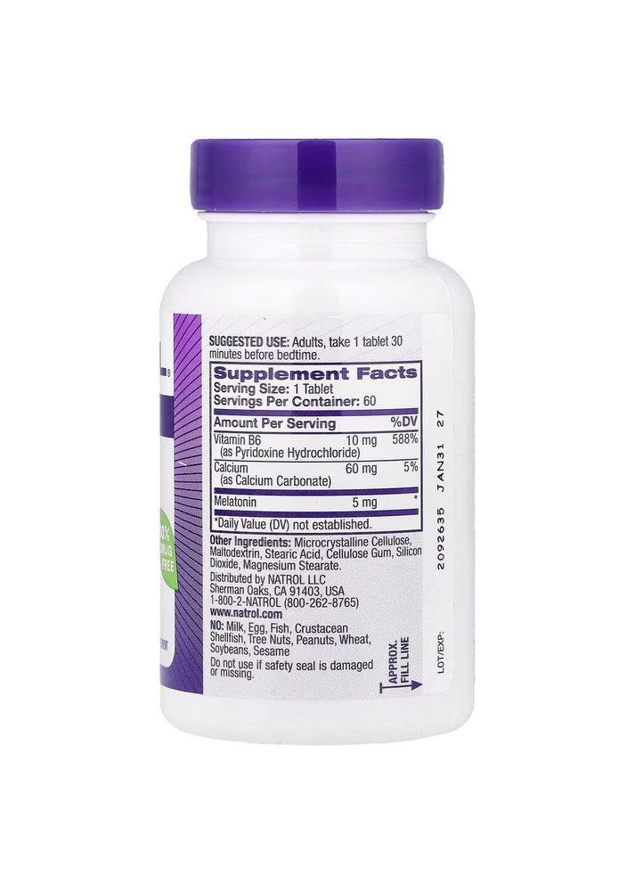 Мелатонін Melatonin 5mg Extra Strength, 60 таблеток для гарного сну Natrol (333992158)