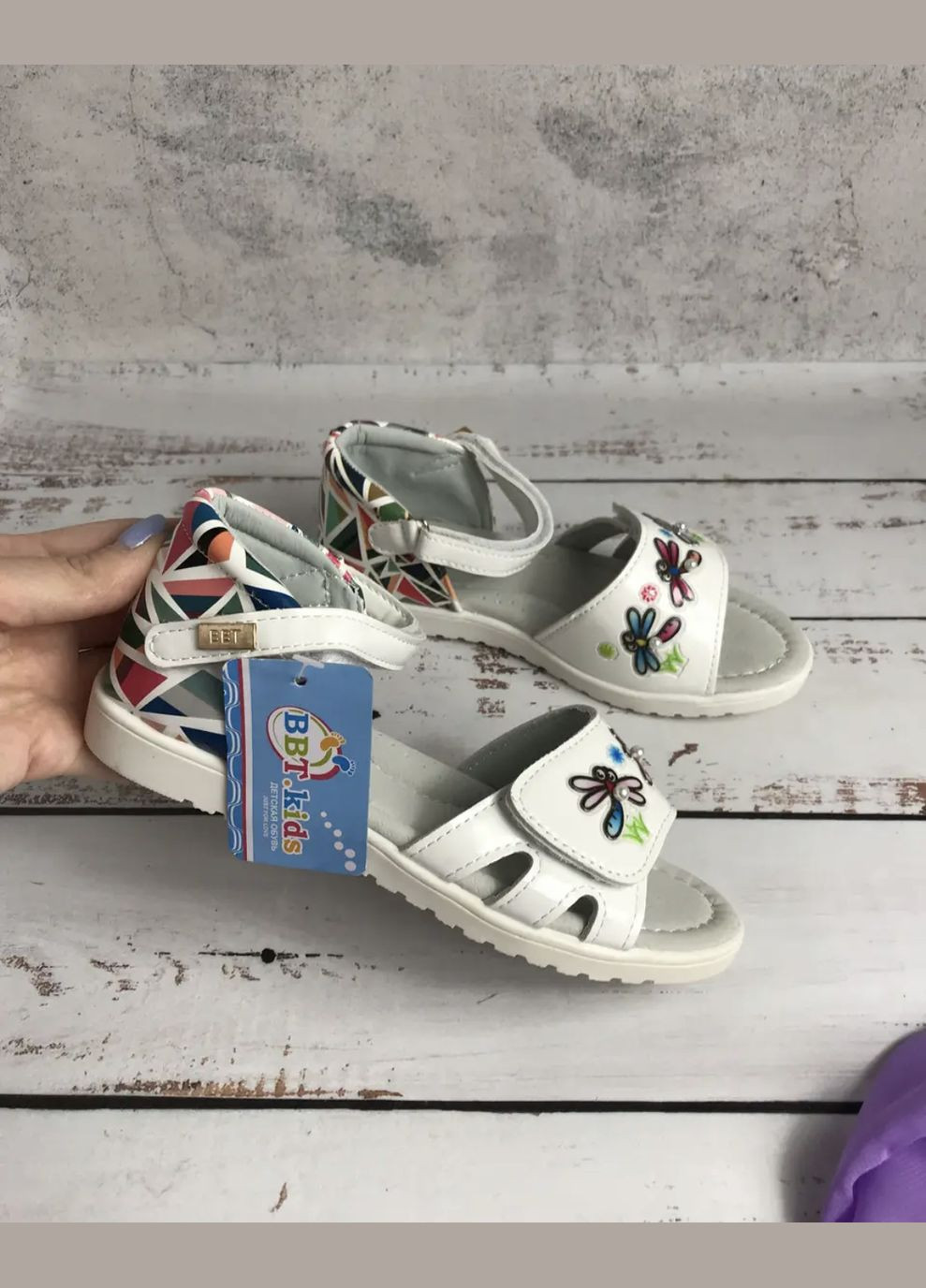 Цветные детские босоножки для девочек ввт.kids белый (157) BBT с жемчугом