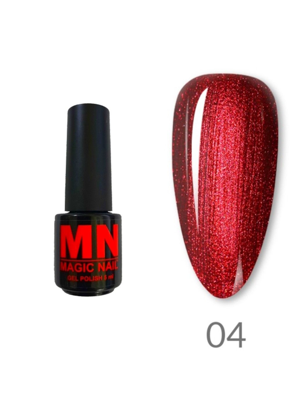 Гель-лак с шиммером Red Shimer Gel № 04 (рубиново-красный) 5 мл. MagicNail (315440001)