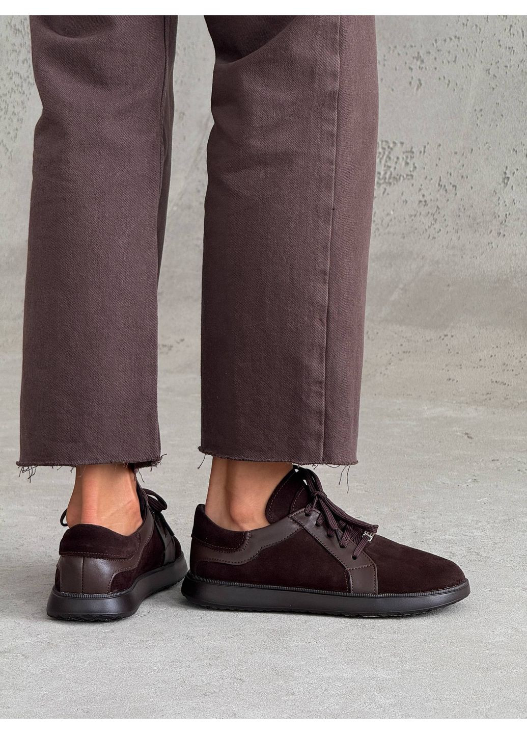 Темно-коричневі анатомічні замшеві кеди Helen