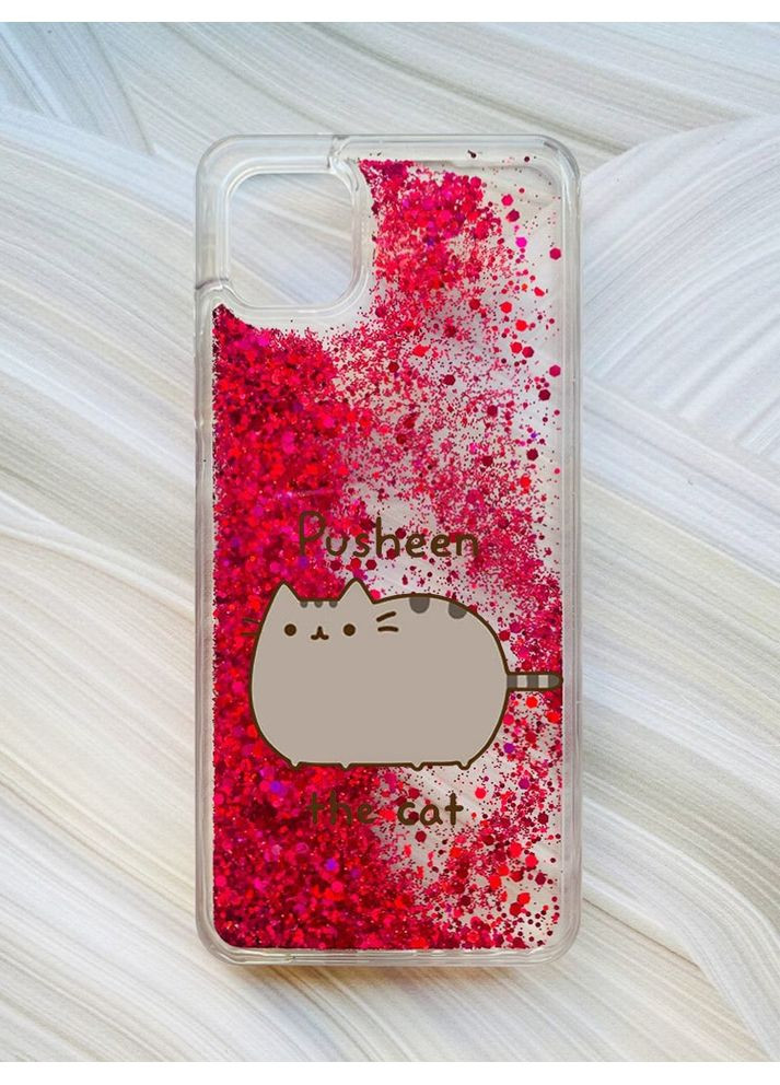 Чохол з плаваючими рожевими блискітками на Samsung Galaxy A04 Пушин котик (принт 412) Creative (356123520)