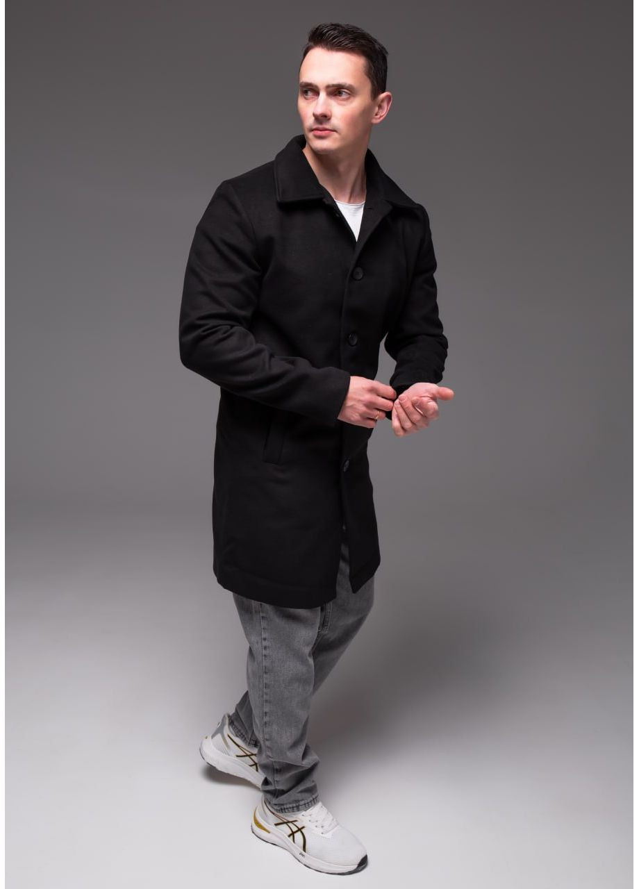 Чорне демісезонне Чоловіче класичне пальто без утеплення Vakko