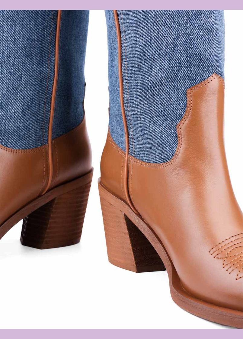 Осенние женские сапоги w361d-5151 коричневый кожа MIRATON