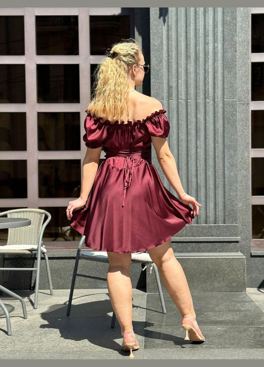 Бордова жіноча сукня міні з шовку армані бордовий Maybel