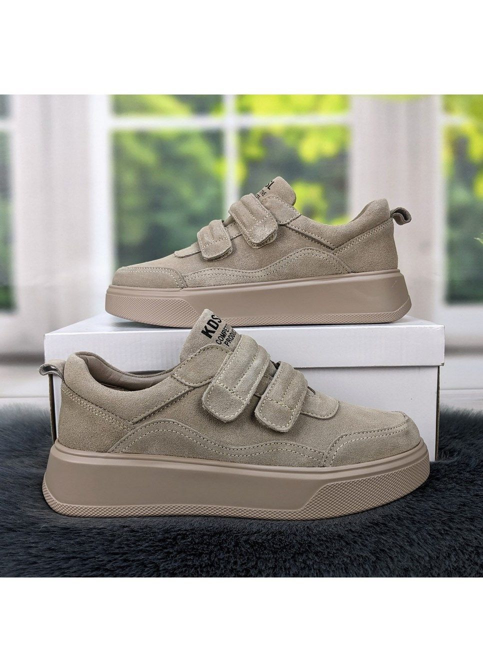 Кросівки жіночі замшеві на липучках KDSL бежеві демісезони (299808449)