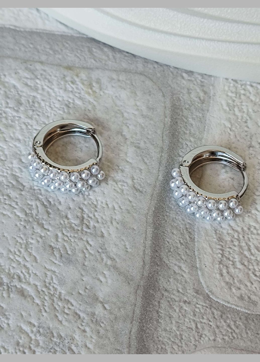 Стильные серьги под серебро родий ксюпинг xuping с жемчугом Xuping Jewelry (337503387)