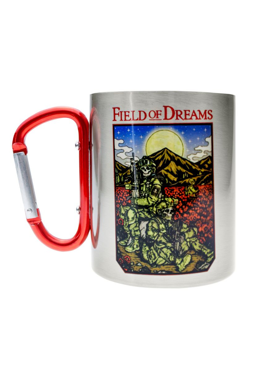 Кружка металева з срібним карабіном сублім. Чорна серія № 132 4PROFI (340473133)