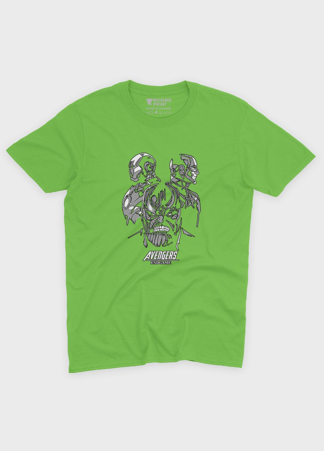 Салатовая демисезонная футболка для мальчика с принтом супезлодея - танос (ts001-1-kiw-006-019-013-b) Modno