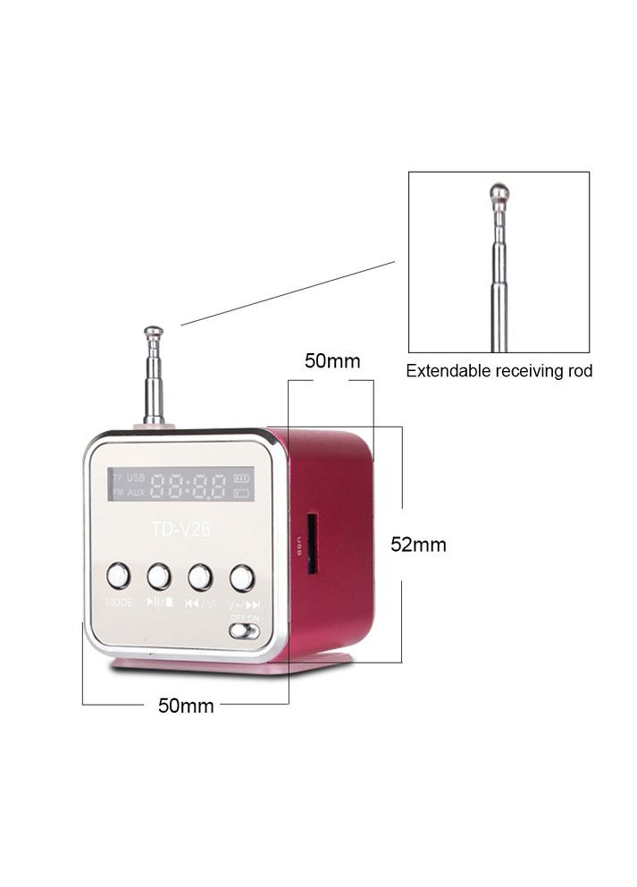 Портативная колонка, c Fm-радио, Bluetooth, Разъемами micro SD/TF/USB, RGB-подсветка, TD-V26, красная Lem Berger (315719707)