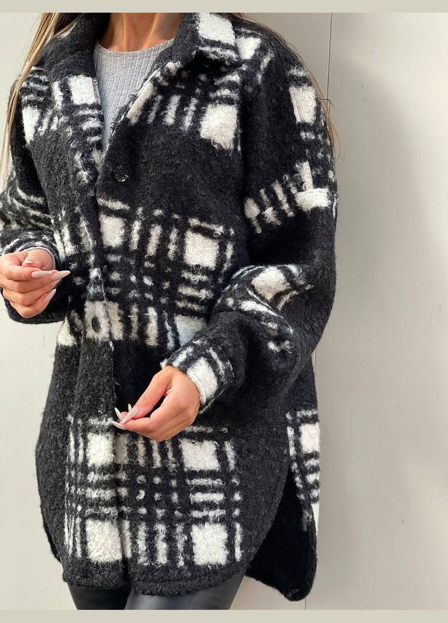 Черная повседневный рубашка в клетку Україна с длинным рукавом