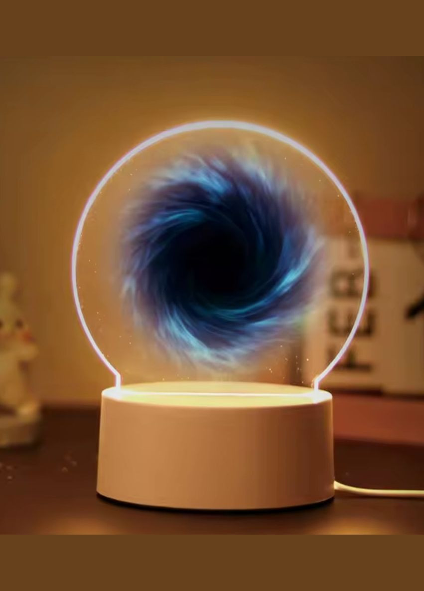 Ночник с эффектом черной дыры – 3D LED лампа с оптической иллюзией. No Brand (346440191)