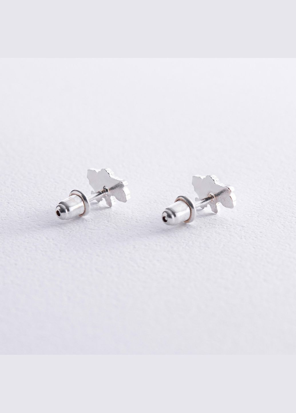 Срібні сережки - пусети Карта України 123226 Oniks (264025427)