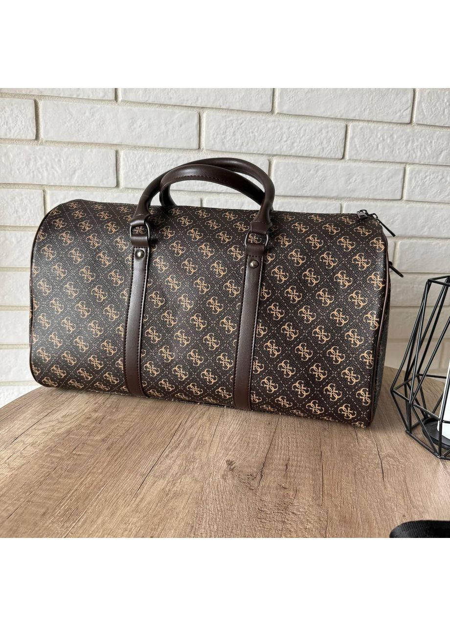 Велика чоловіча сумка з екошкіри коричнева для залу та тренування спортивна сумка м'яка ProDobro (363221585)