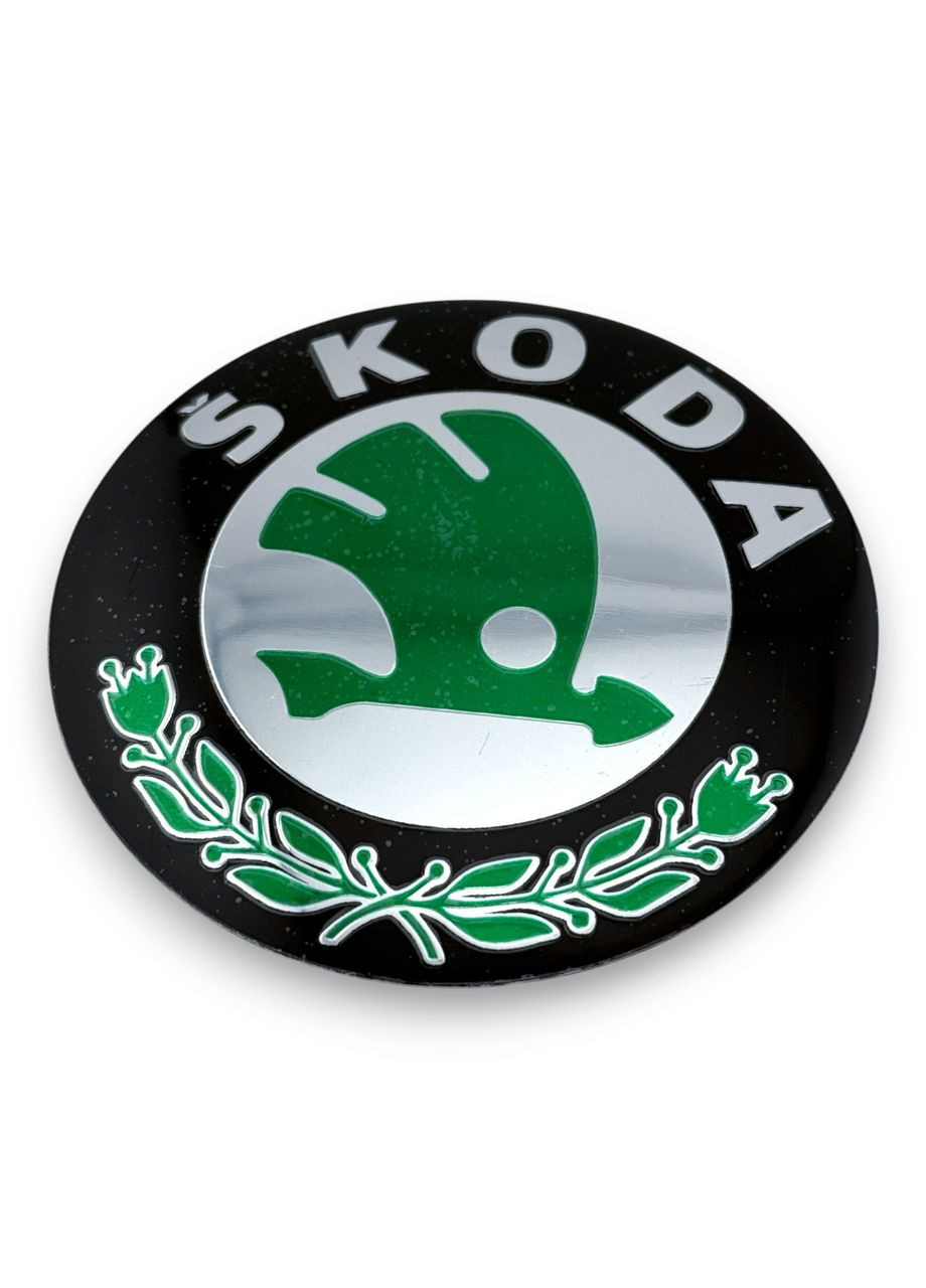 Наклейки на ковпаки 90 мм, наліпки на оригінальний ковпак Шкода 9 см зелені ( 1 шт. ) Skoda (364462716)
