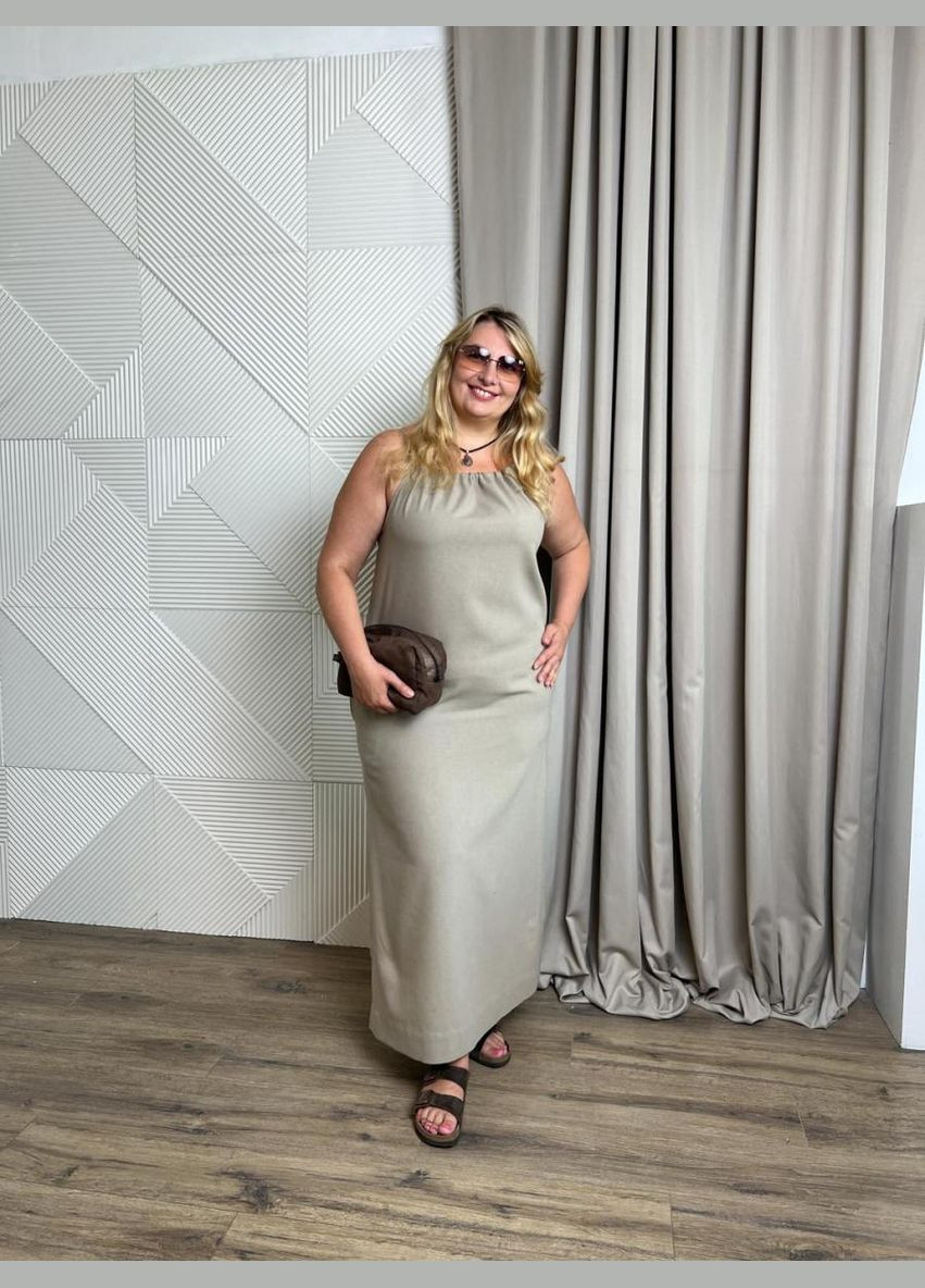 Бежевое кэжуал платье афина Art Knit однотонное