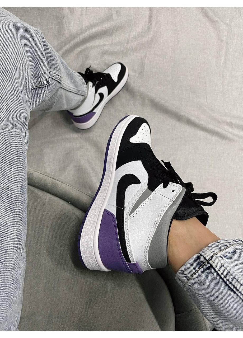 КРОССОВКИ ЖЕНСКИЕ NIKE AIR JORDAN 1 RETRO VARCITY PURPLE НАЙК АИР ДЖОРДАН No Brand белые демисезоны (368856034)