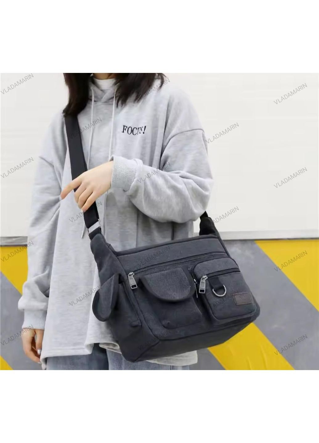 Чорна повсякденна міцна сумка через плече,сумка слінг для роботи та навчання унісекс Enchen (370639489)