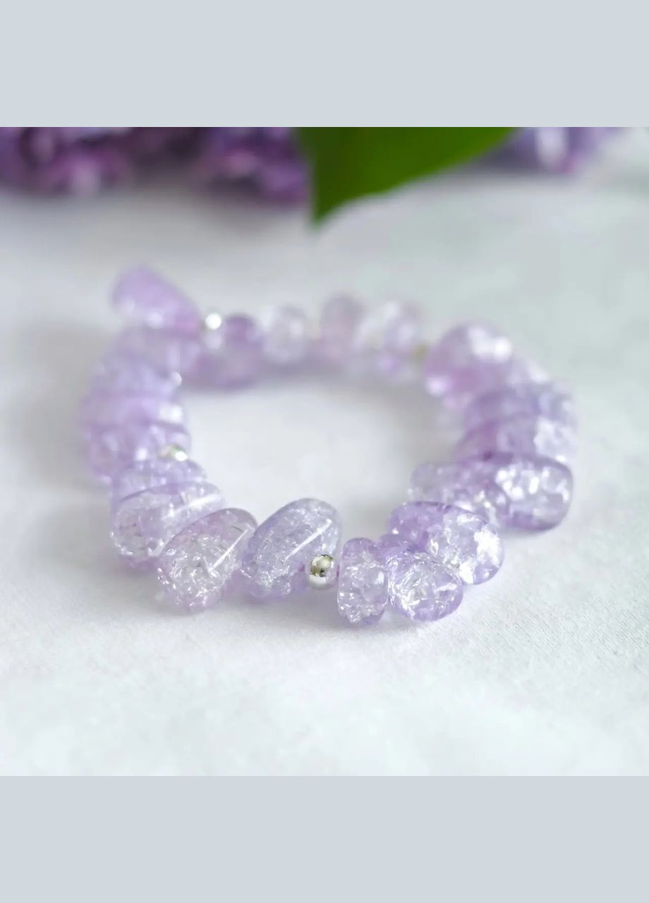 Браслет на резинке сиреневый Сахарный Кварц, фур-ра гип-ный сплав цвет серебро d-10х15мм+- L-18см No Brand браслет (301163178)