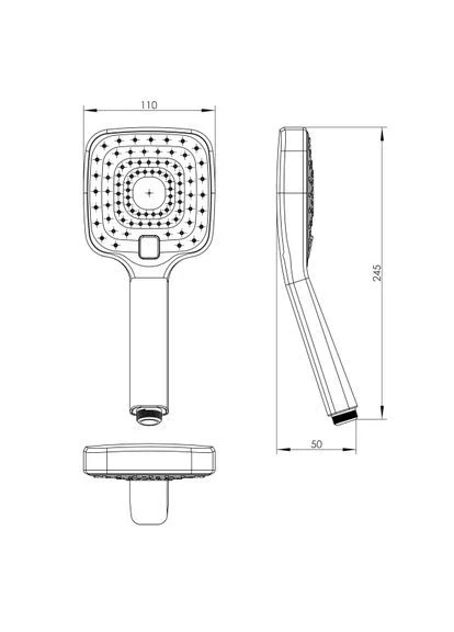 Лейка для душа OnTop, хром, скругленный квадрат RJ (401620242)