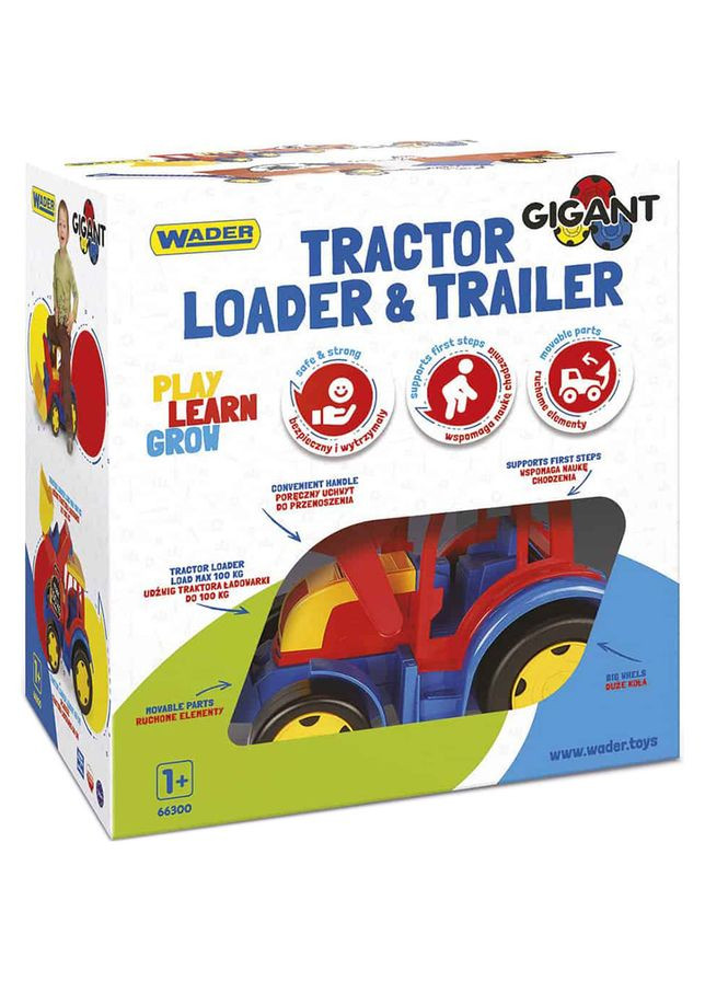 Машинка Трактор Гигант с прицепом и ковшом (66300) Wader (323044779)