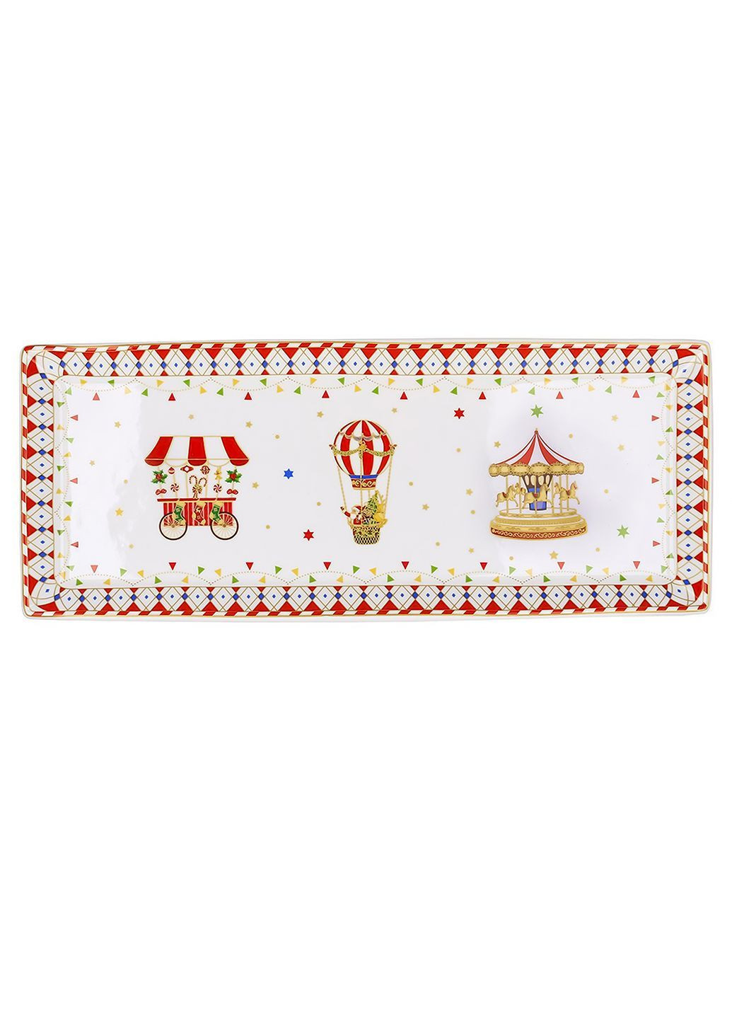 Блюдо прямоугольное фарфоровое Зимняя сказка 35,5 х 14 см K131 BonaDi Зимова казка (365752069)