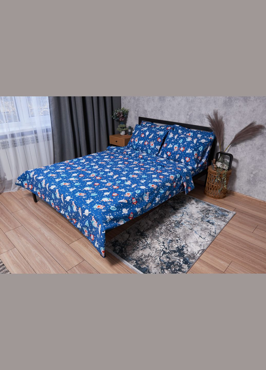 Комплект постільної білизни Бязь Gold Люкс «» двоспальний 175х210 наволочки 2х50х70 (MS-820001744) Moon&Star Space Cats (285716868)