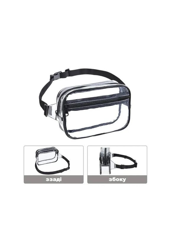 Бананка 10414 прозрачная поясная сумка на два отдела черная No Brand (313235592)