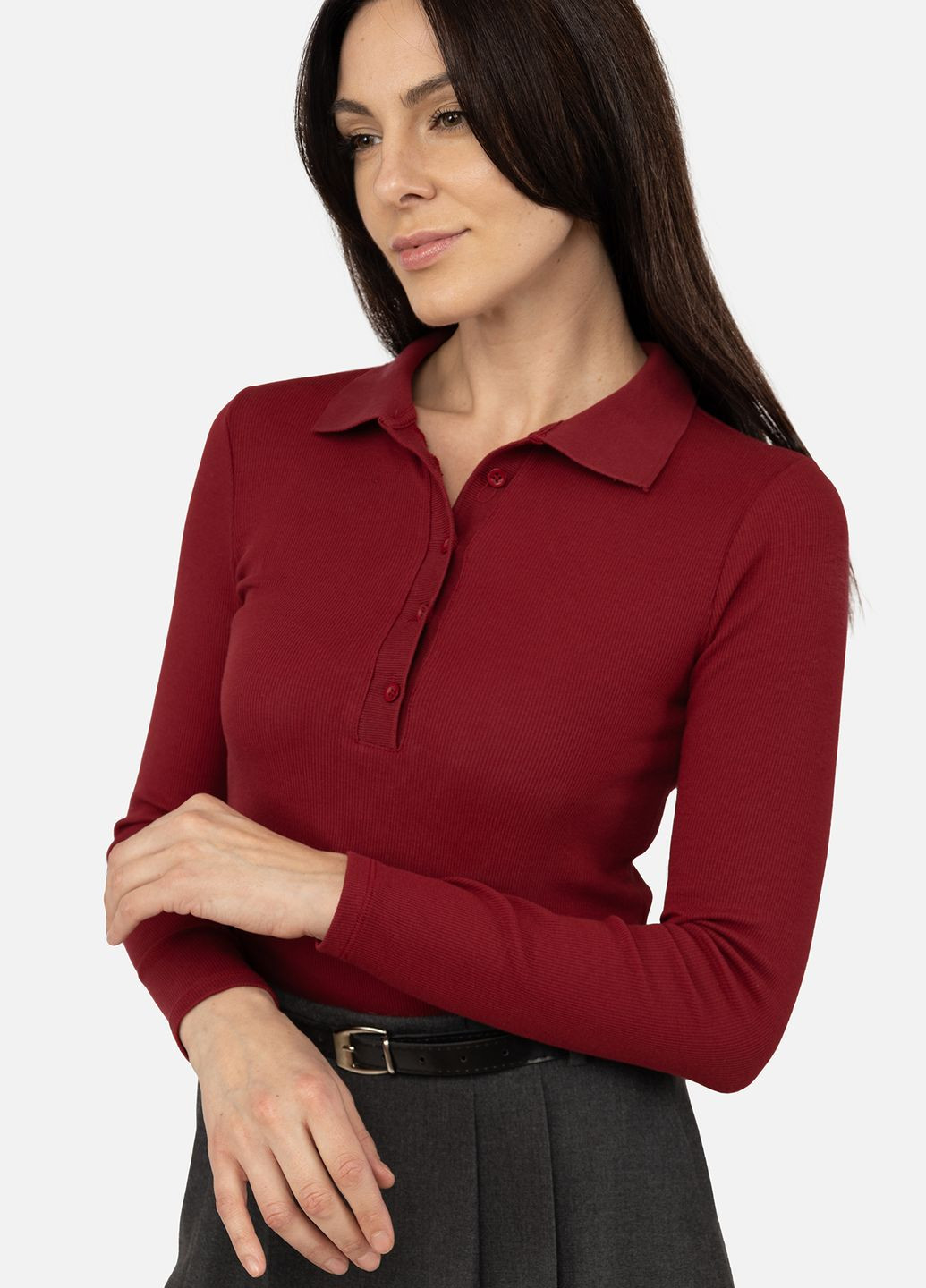 Футболка з довгим рукавом жіноча колір бордовий CB-00270237 Karol - (319075570)