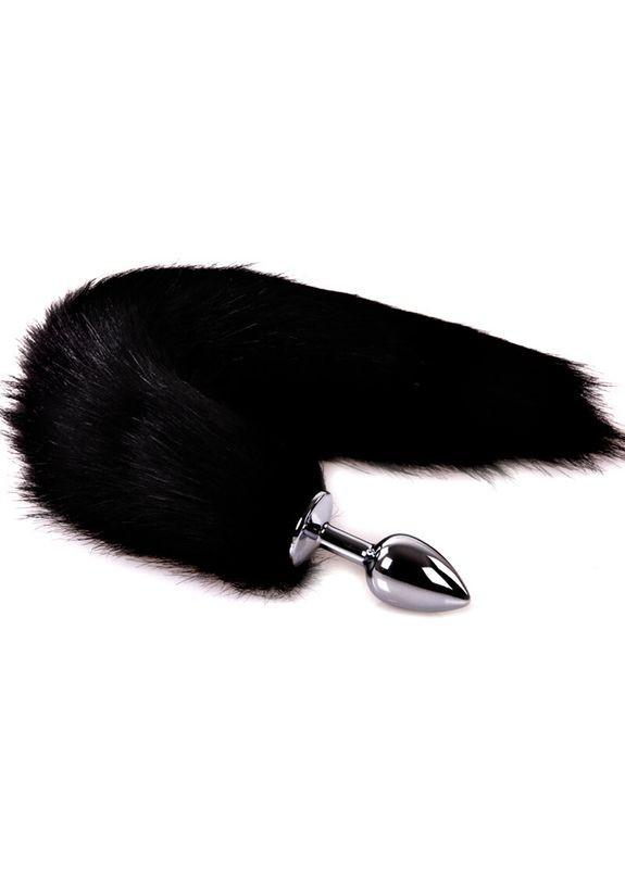 Анальна пробка металева з хвостиком чорного кольору, 10138 No Brand (315439955)