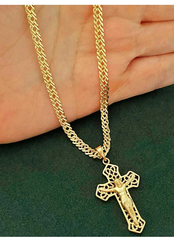 Позолоченная Цепочка 45см + Крестик. Позолота No Brand (361029298)