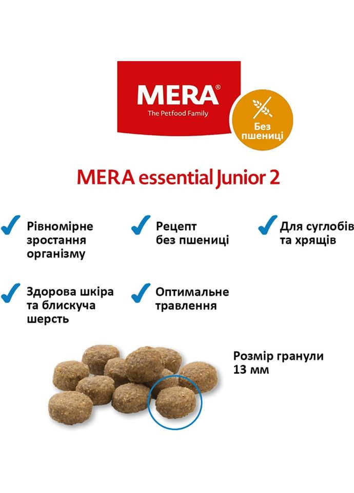 Сухий корм для цуценят великих порід essential Junior 2 з птицею 1 кг (4025877605260) Mera (301415420)