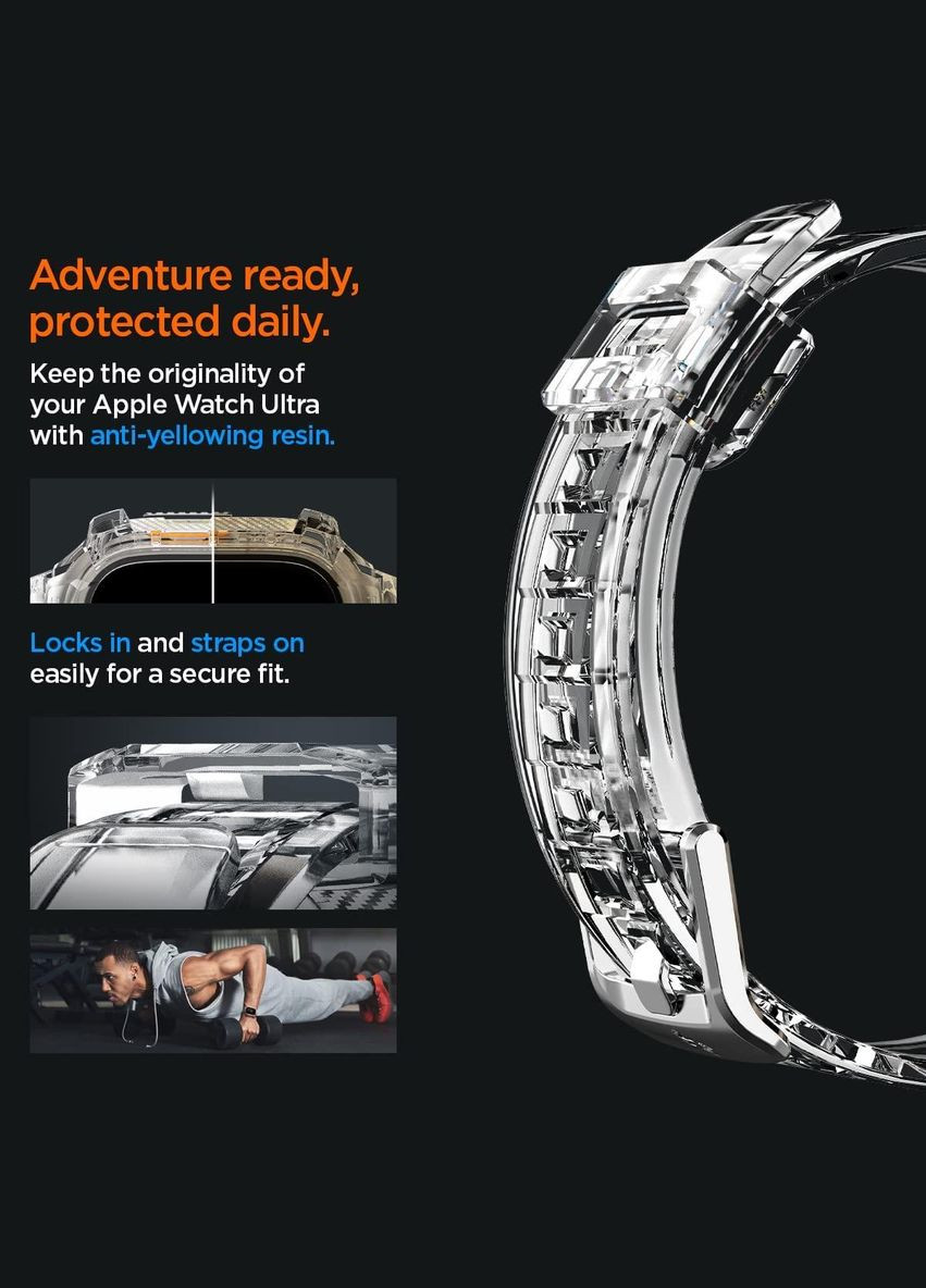 Чехолремешок Rugged Armor Pro для Apple Watch Ultra Crystal Clear (ACS05461) Spigen (271530814)