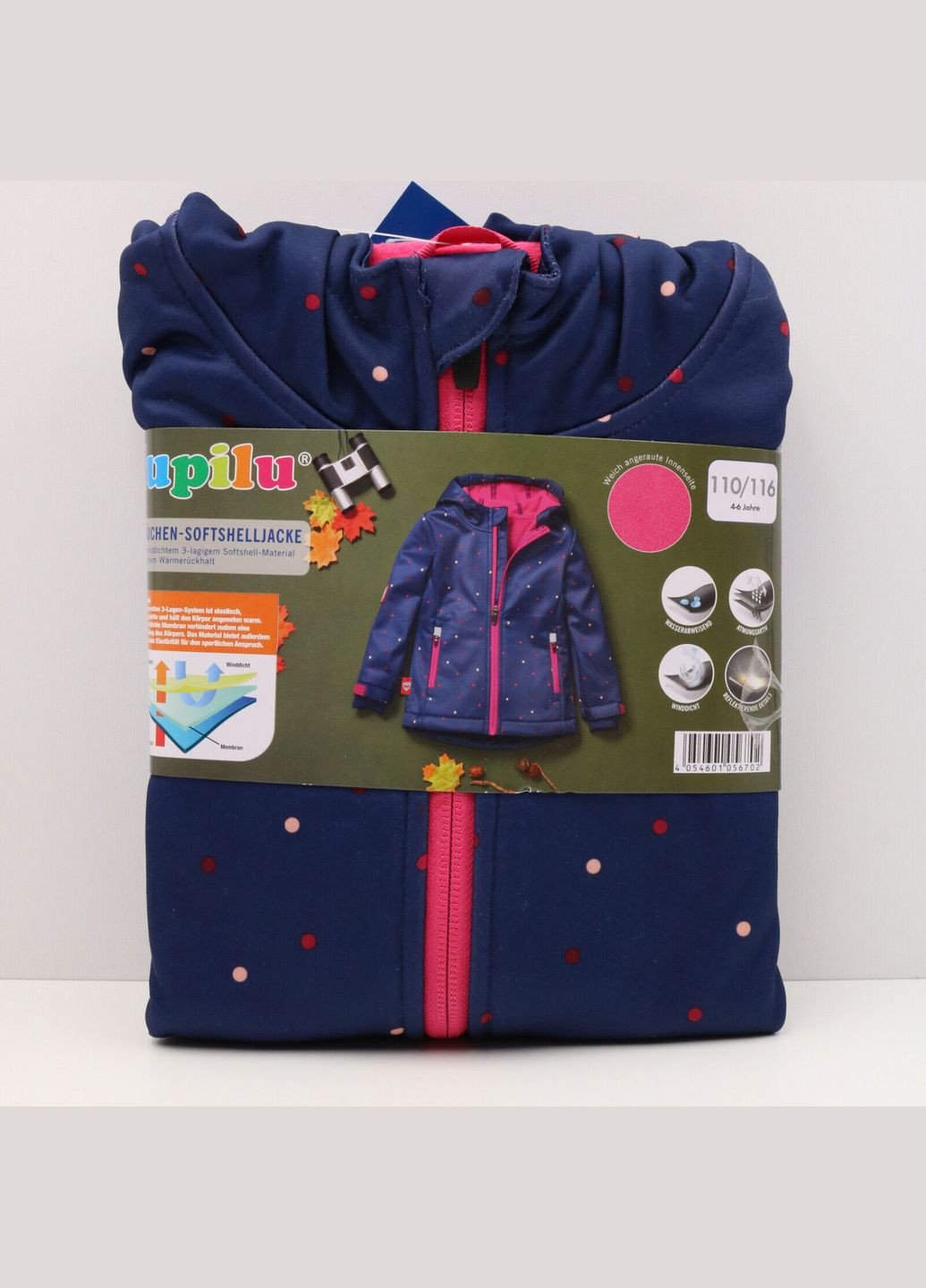 Темно-синяя демисезонная куртка softshell водоотталкивающая и ветрозащитная для девочки bionic-finish® eco 375429 темно-синий куртка-лайнер Lupilu