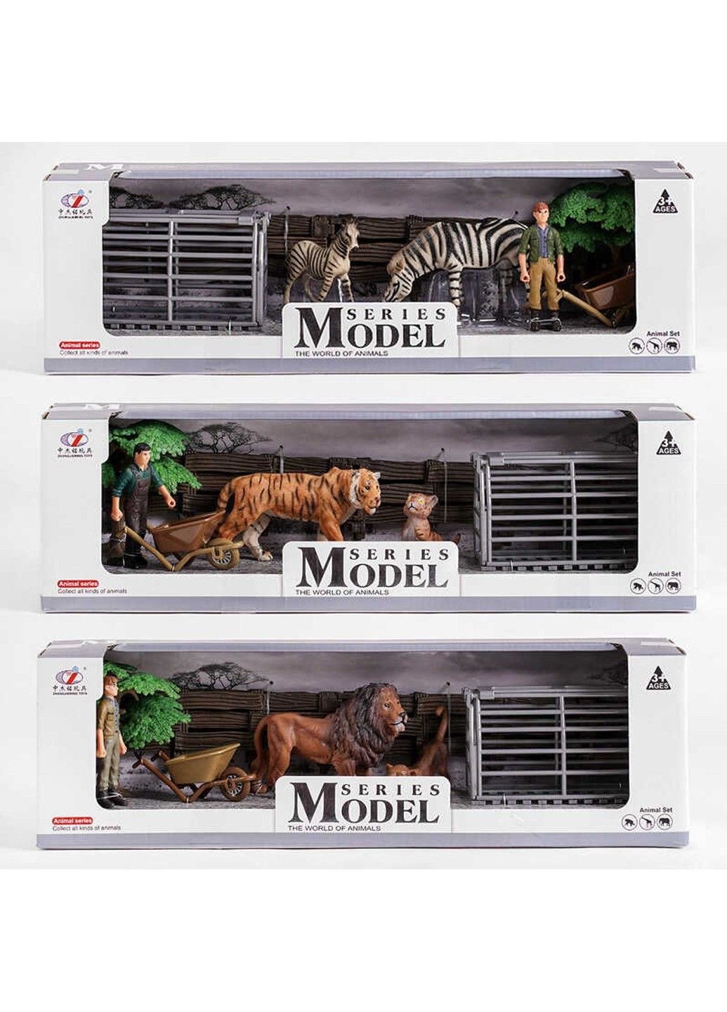 Набір тварин Q 9899 D 1 (24/2) "Зоопарк", 3 види, 8 елементів, фігурка людини, 2 тварин, в коробці No Brand (305848019)