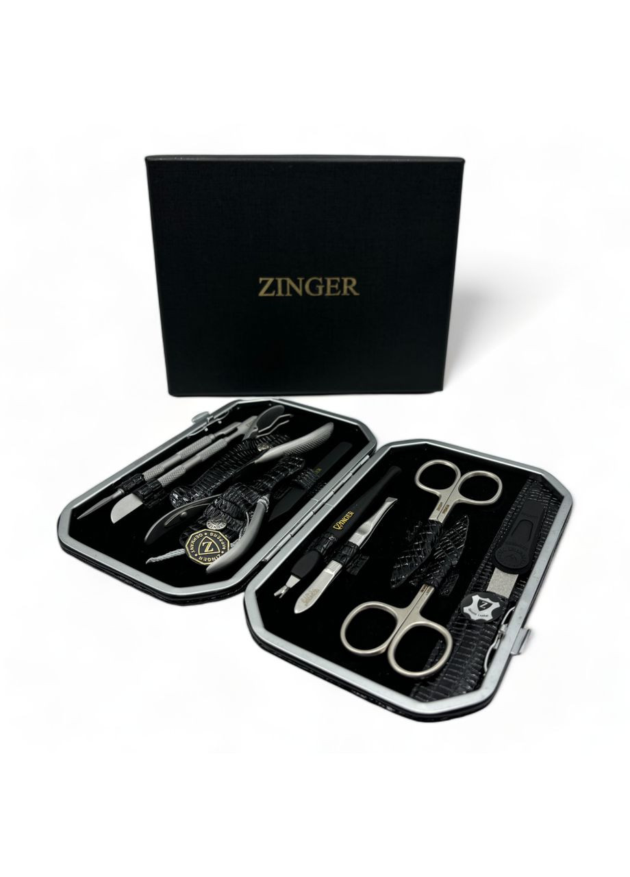 Маникюрный набор премиального качества унисекс, 10 инструментов в футляре и натуральной кожи ZINGER (371784179)