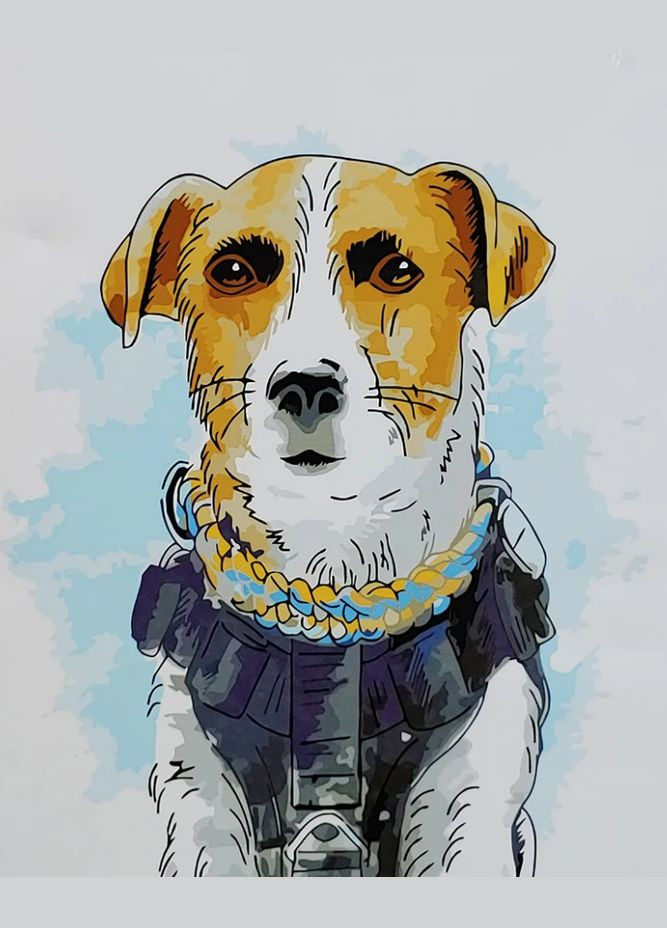 Картина по номерам ПРЕМИУМ Акварельный пес Патрон (с лаком и уровнем) 40х50 см SY6938 () Strateg (328946040)