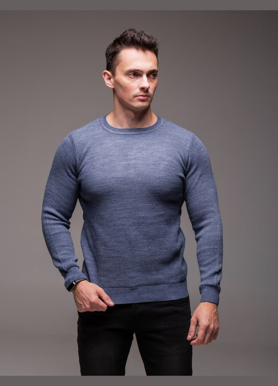 Блакитний демісезонний чоловічий светр з вовною Vakko