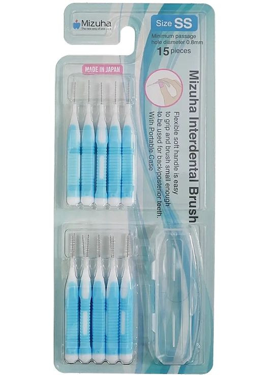 Міжзубний йоржик, розмір SS 0.8 мм, блакитний 15шт (1361974-23438083) Mizuha (369563703)