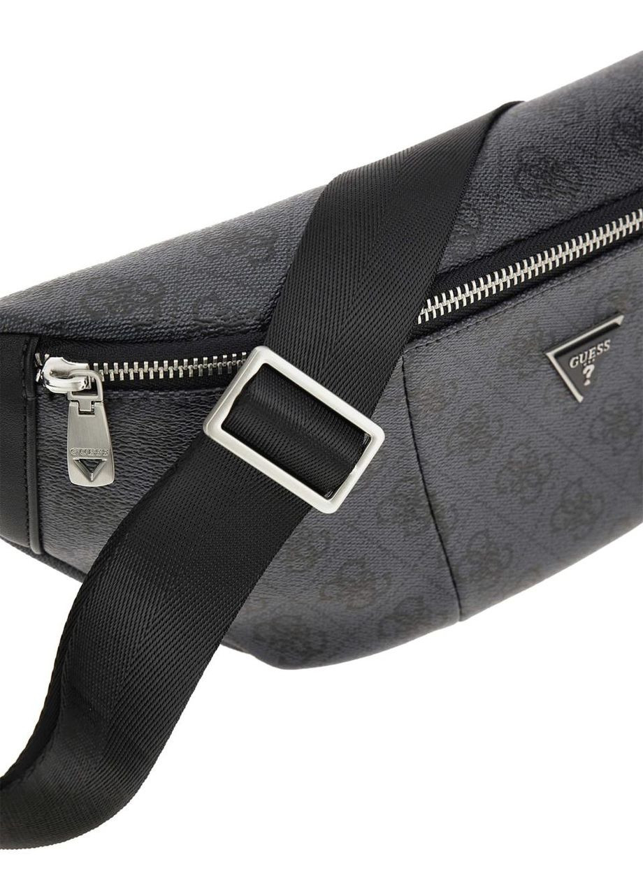 Чоловіча сумка на пояс Vezzola Eco Quattro G Bum Bag чорна Guess (364100413)