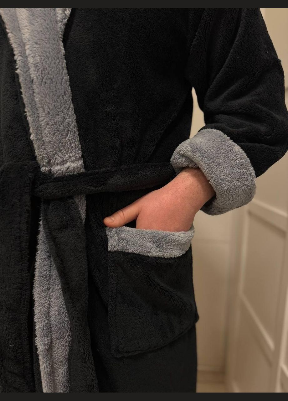 Домашній халат XXL Чорний (П4К-Al-male-halat-011-03) No Brand (356515906)