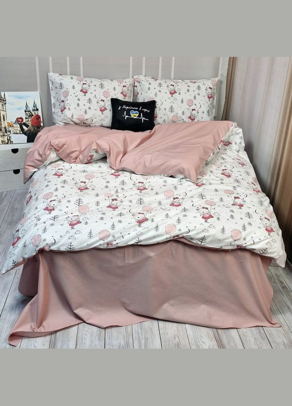 Постельное белье Пудровый шарик Ранфорс Полуторное на резинке MERISET (306740187)